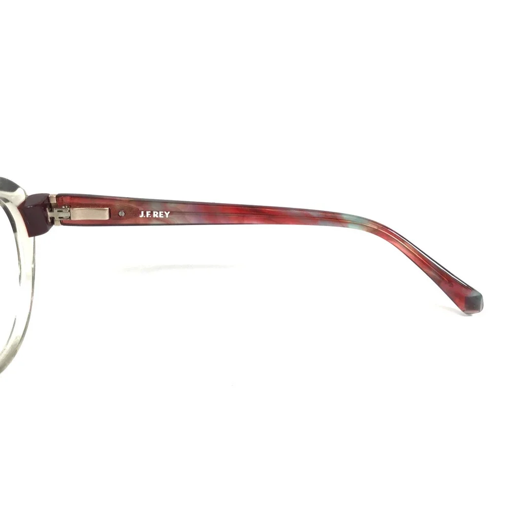J.F. Rey Eyeglasses Frames JF1546 1438 Crystal Red Round Horn Full Rim 49-20-138